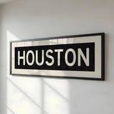 Framed Houston Bus Scroll Sign - Tejas Country Club