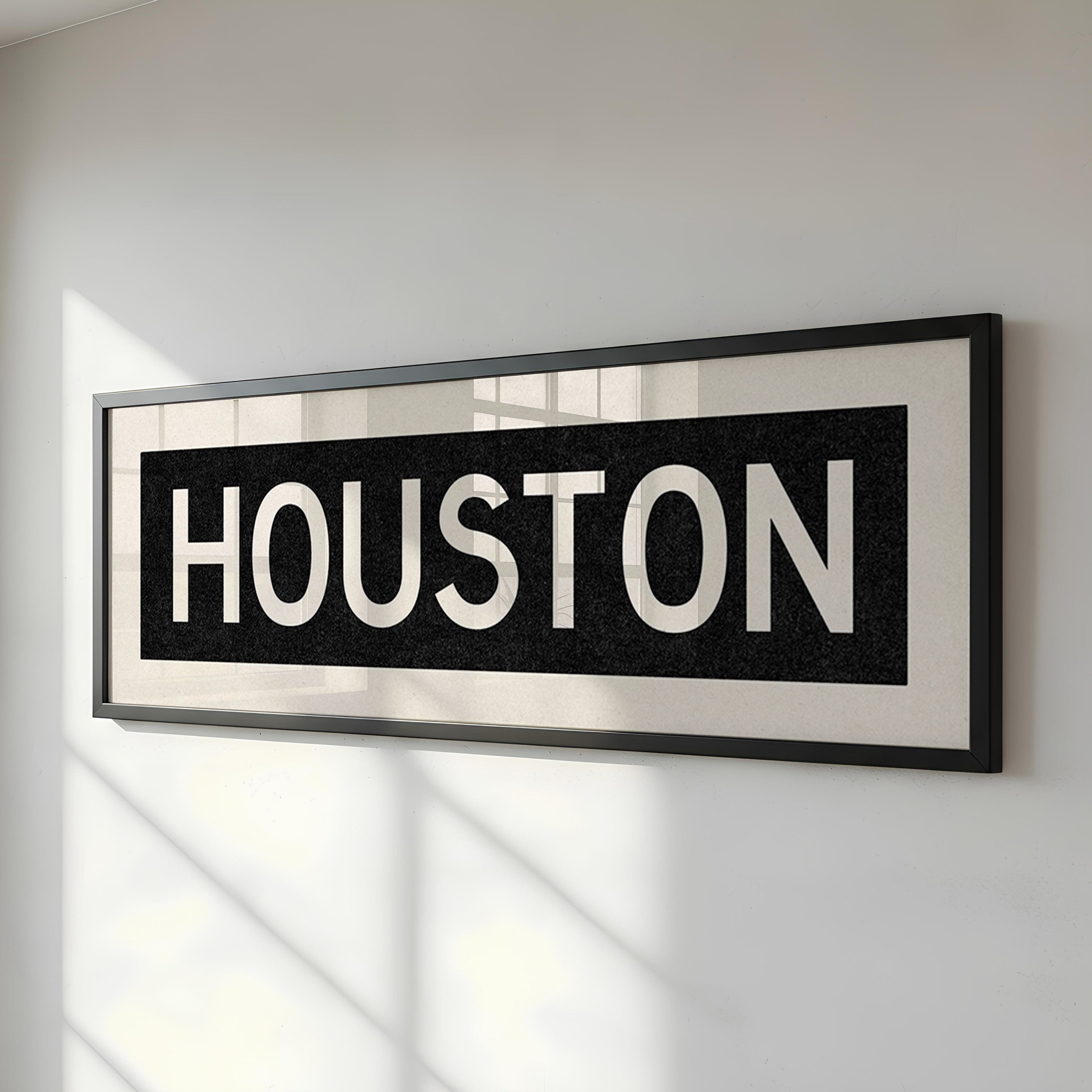 Framed Houston Bus Scroll Sign - Tejas Country Club
