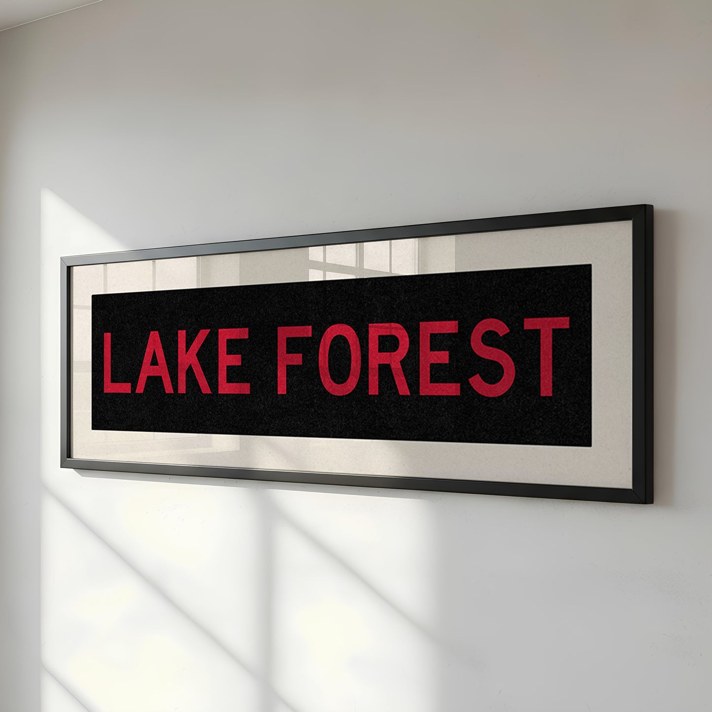 Framed Lake Forest Red and Black Bus Scroll
