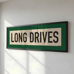 Framed Long Drives Golf Art Scroll Sign - Tejas Country Club