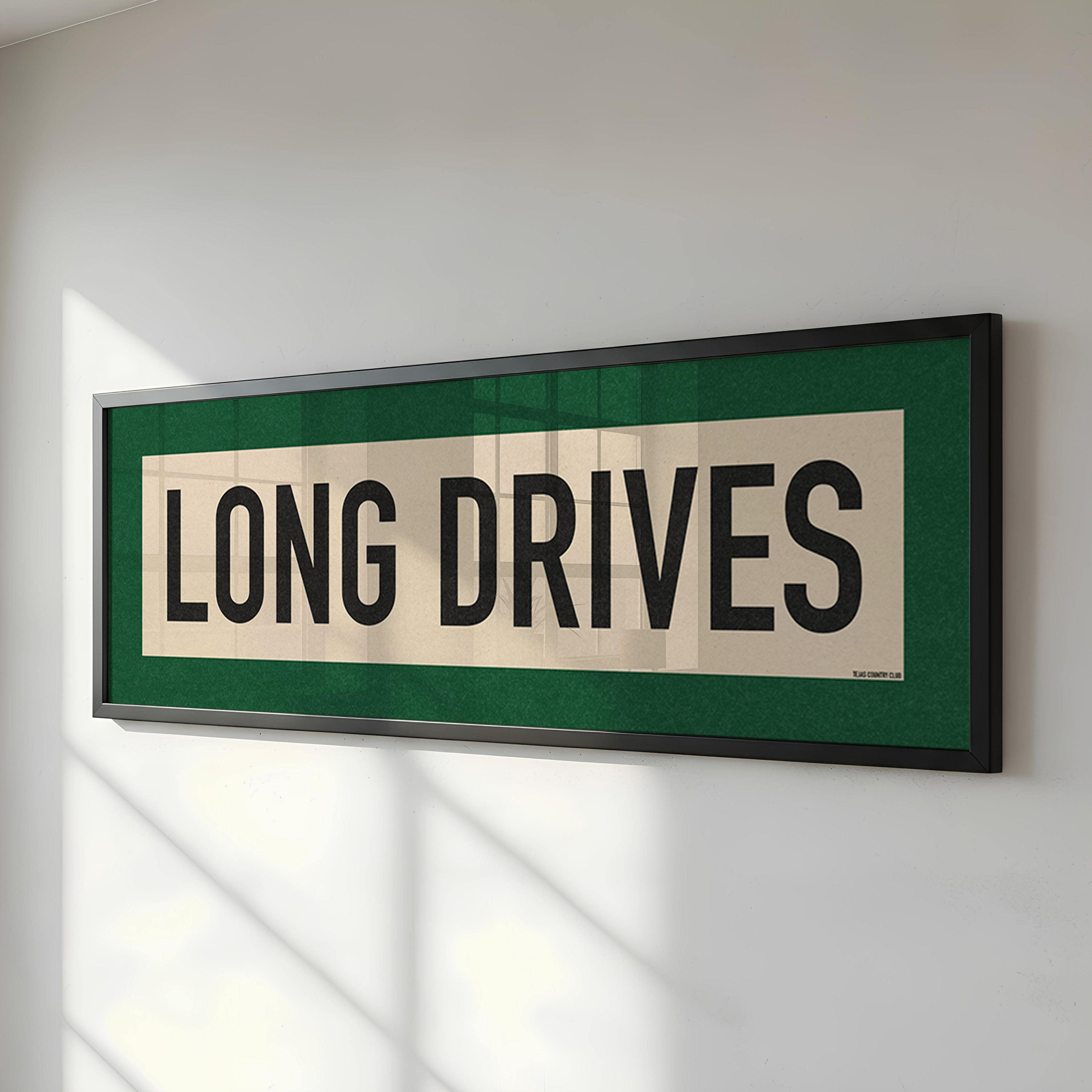 Framed Long Drives Golf Art Scroll Sign - Tejas Country Club