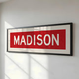 Framed Madison Red Bus Scroll - Tejas Country Club