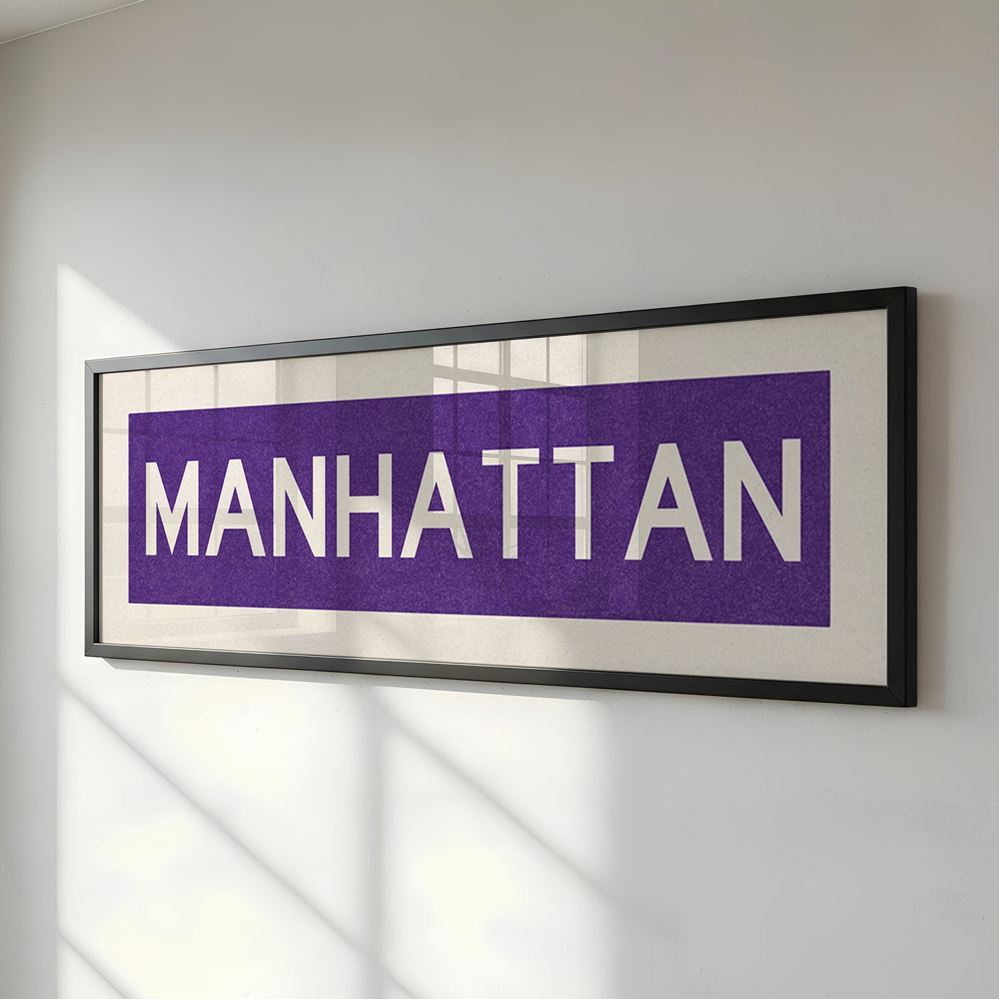 Framed Manhattan Purple Bus Scroll