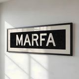Framed Marfa Bus Scroll Sign