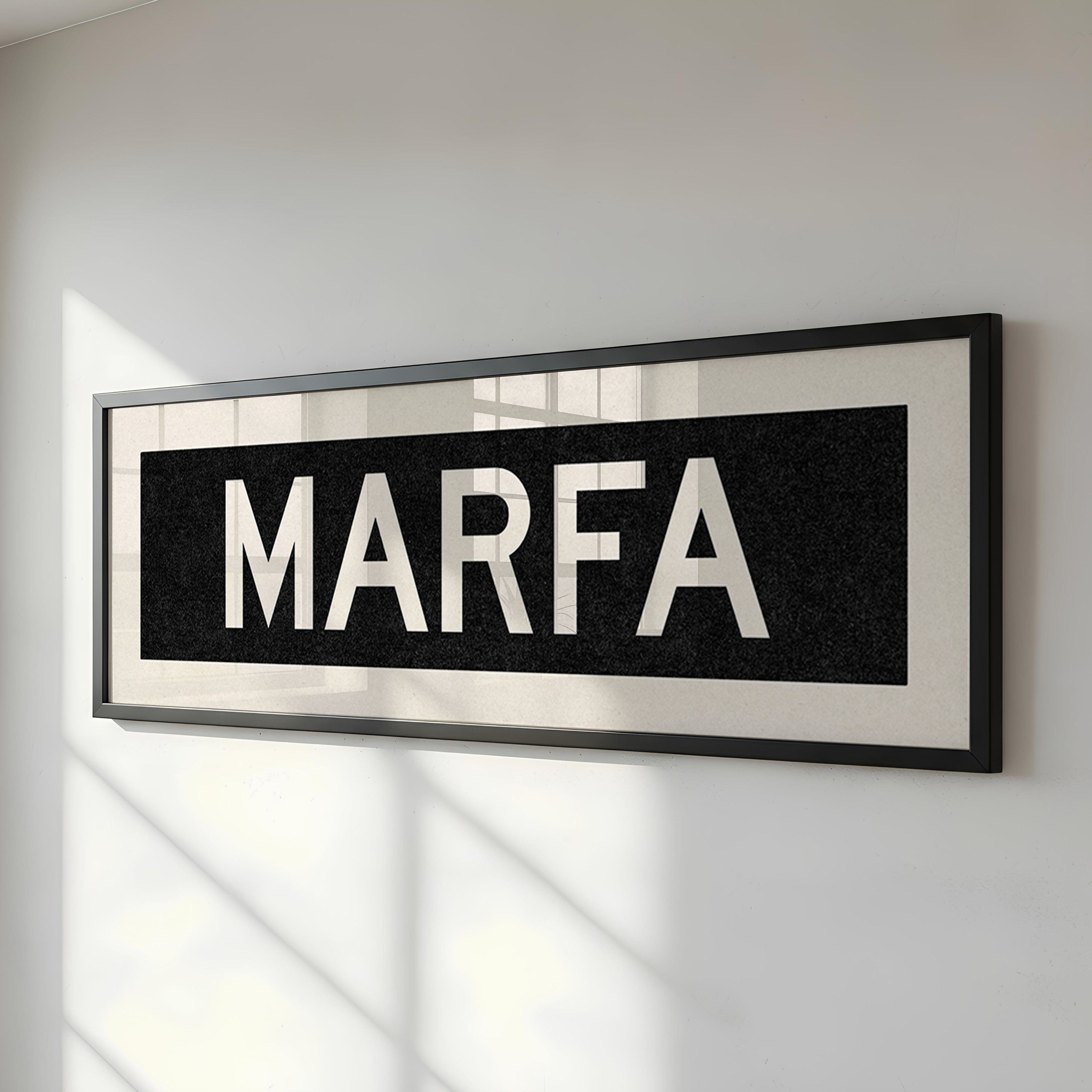 Framed Marfa Bus Scroll Sign