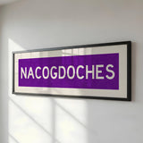 Framed Nacogdoches Purple and White Bus Scroll - Tejas Country Club