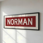 Framed Norman Crimson Bus Scroll - Tejas Country Club
