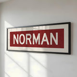 Framed Norman Crimson Bus Scroll - Tejas Country Club