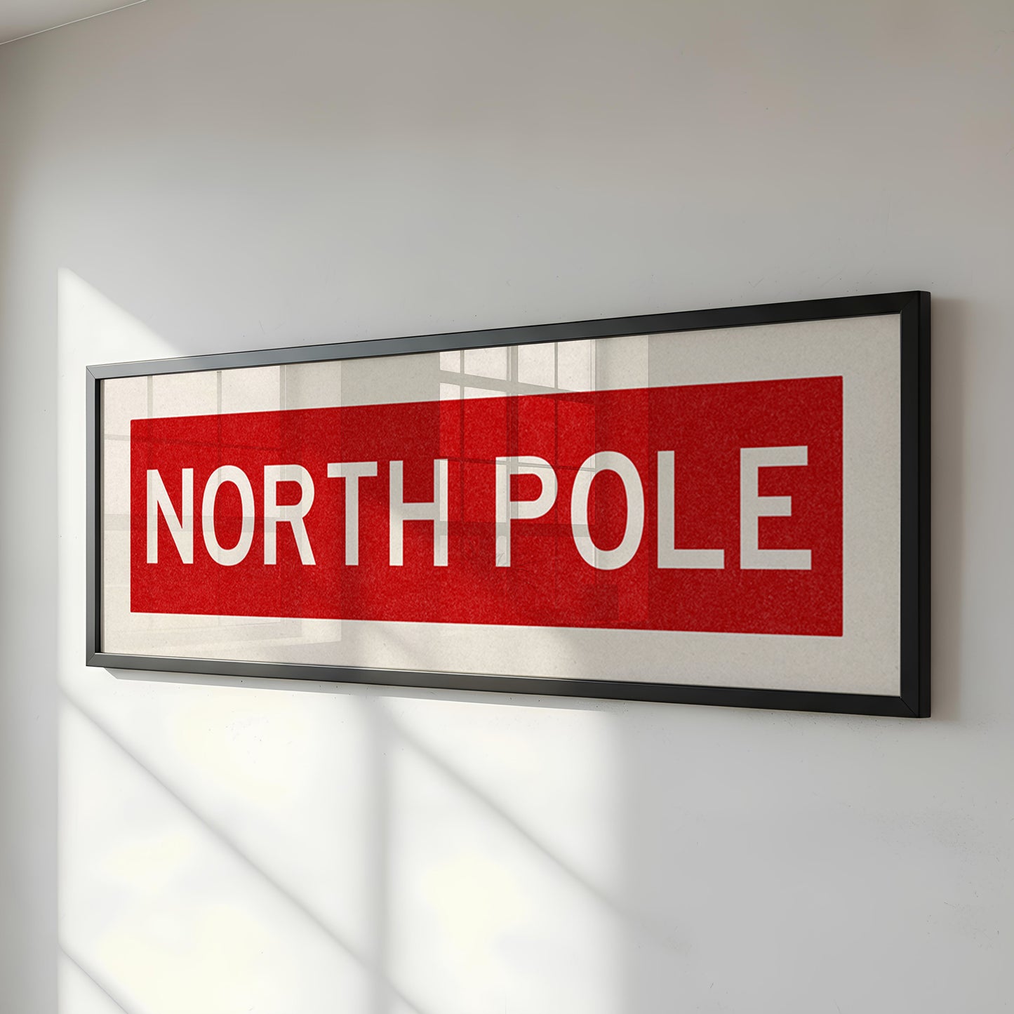 Framed North Pole Red Christmas Art Print