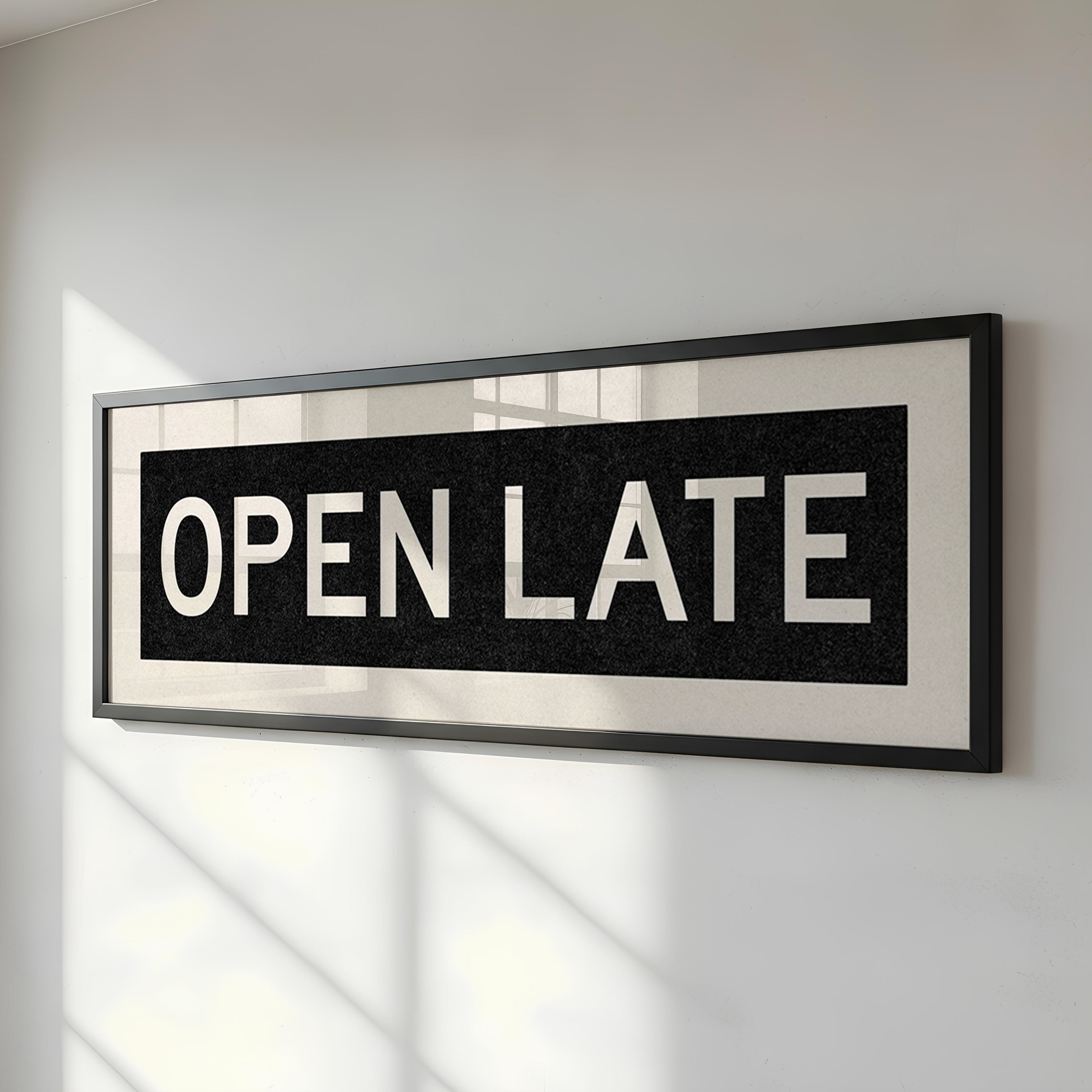 Framed Open Late Bus Scroll Sign - Tejas Country Club
