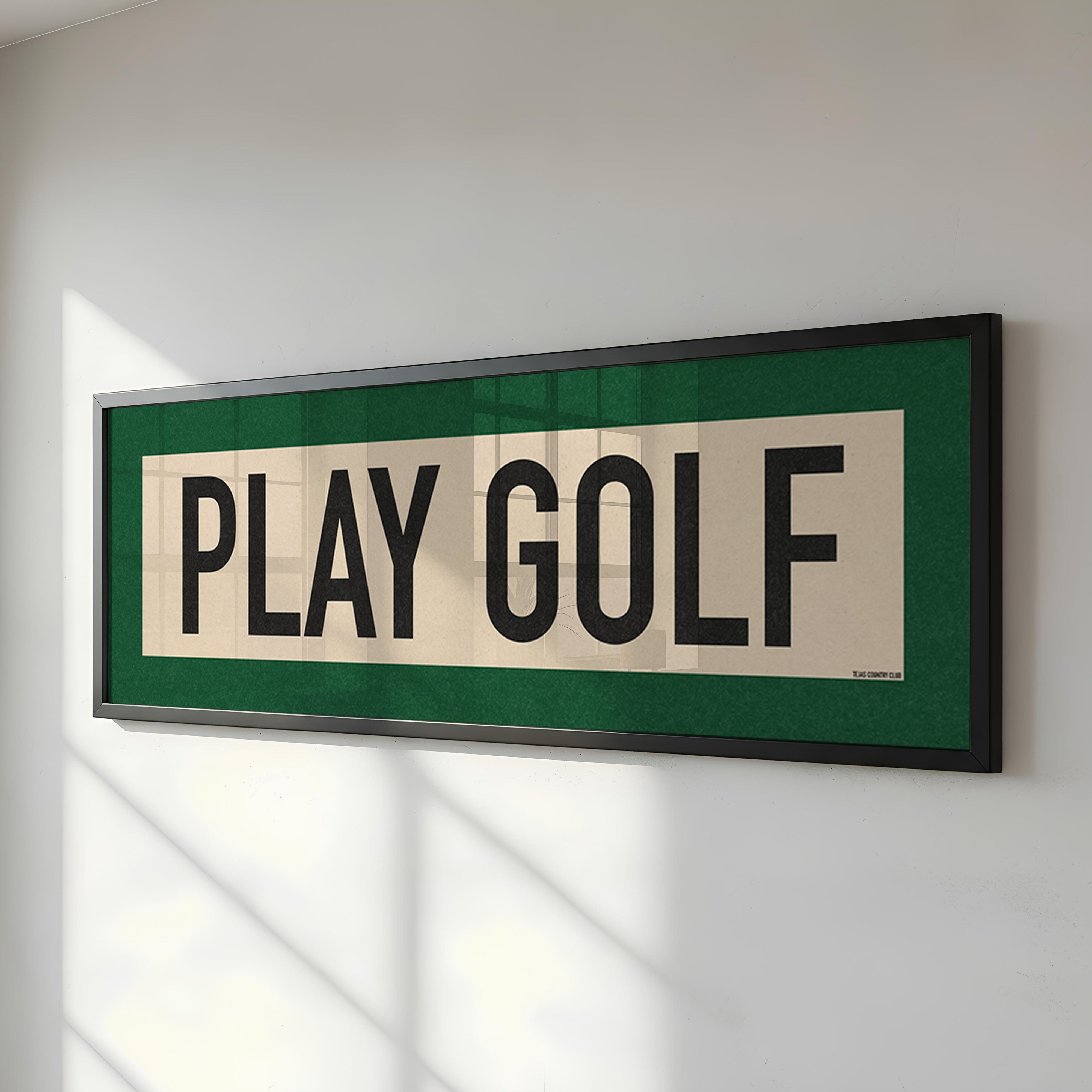 Framed Play Golf Art Scroll Sign - Tejas Country Club