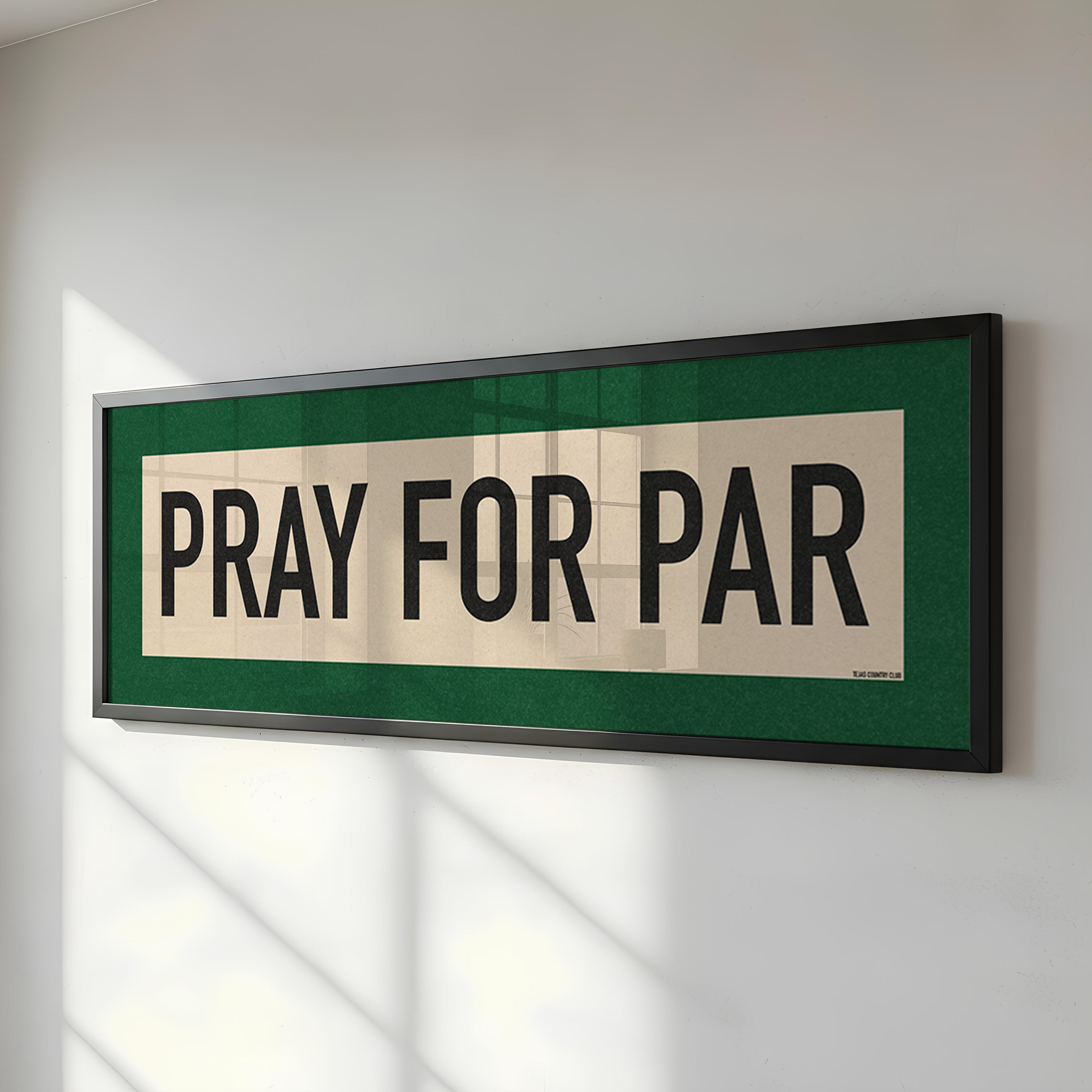 Framed Pray For Par Golf Art Scroll Sign - Tejas Country Club