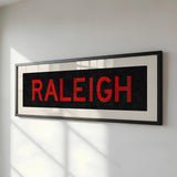 Framed Raleigh Red and Black Bus Scroll - Tejas Country Club