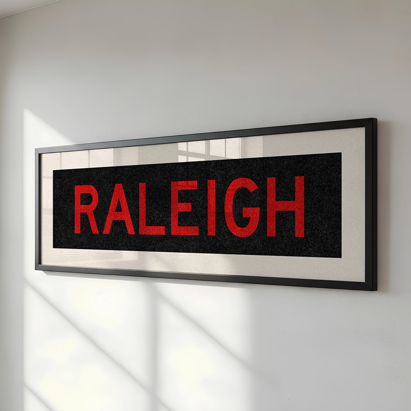 Framed Raleigh Red and Black Bus Scroll