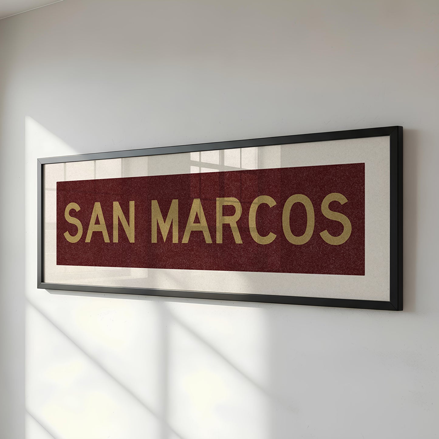 Framed San Marcos Maroon and Gold Bus Scroll
