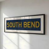 Framed South Bend Navy and Gold Bus Scroll - Tejas Country Club