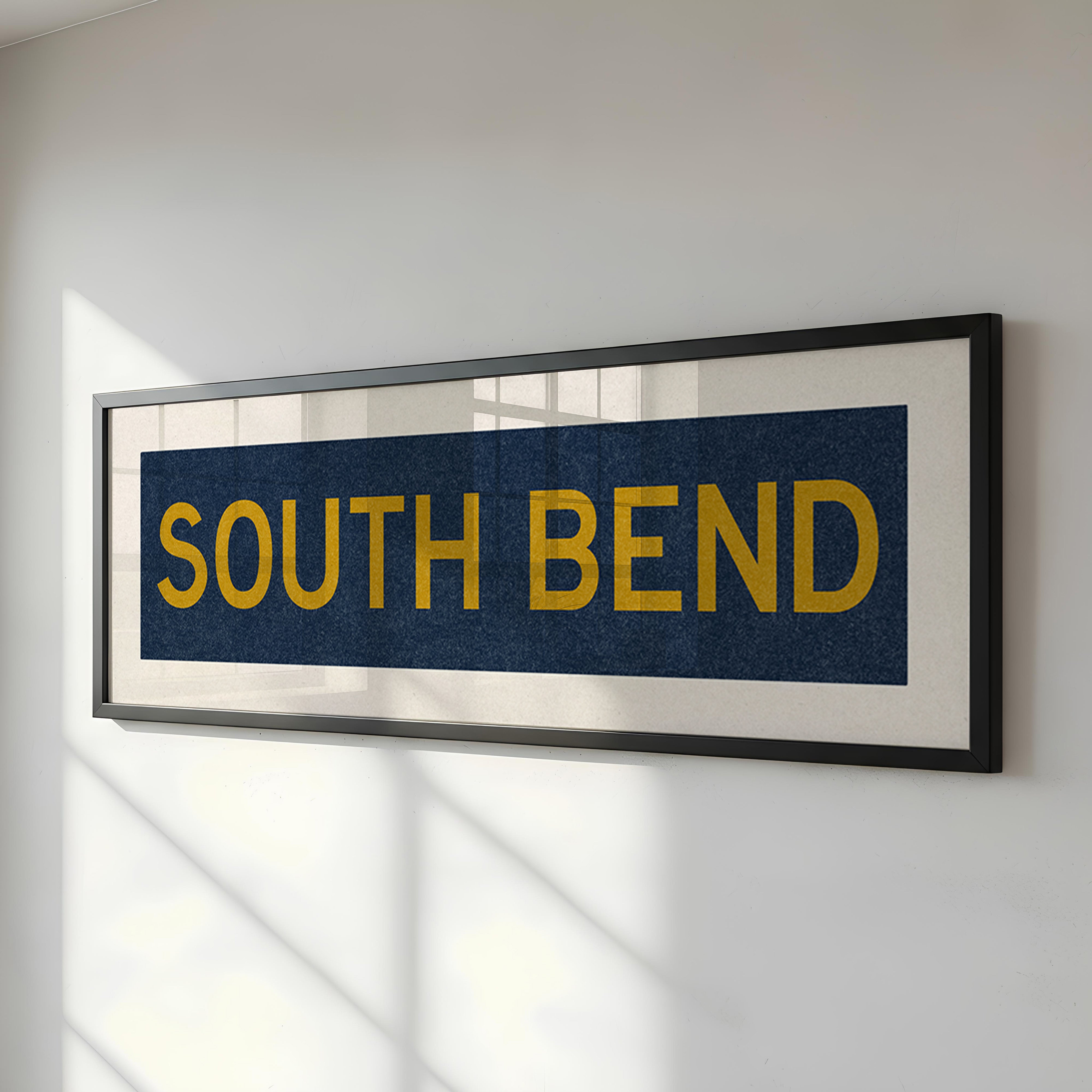 Framed South Bend Navy and Gold Bus Scroll - Tejas Country Club