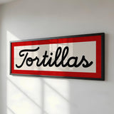 Framed Tortillas Black White Red Art Print - Tejas Country Club