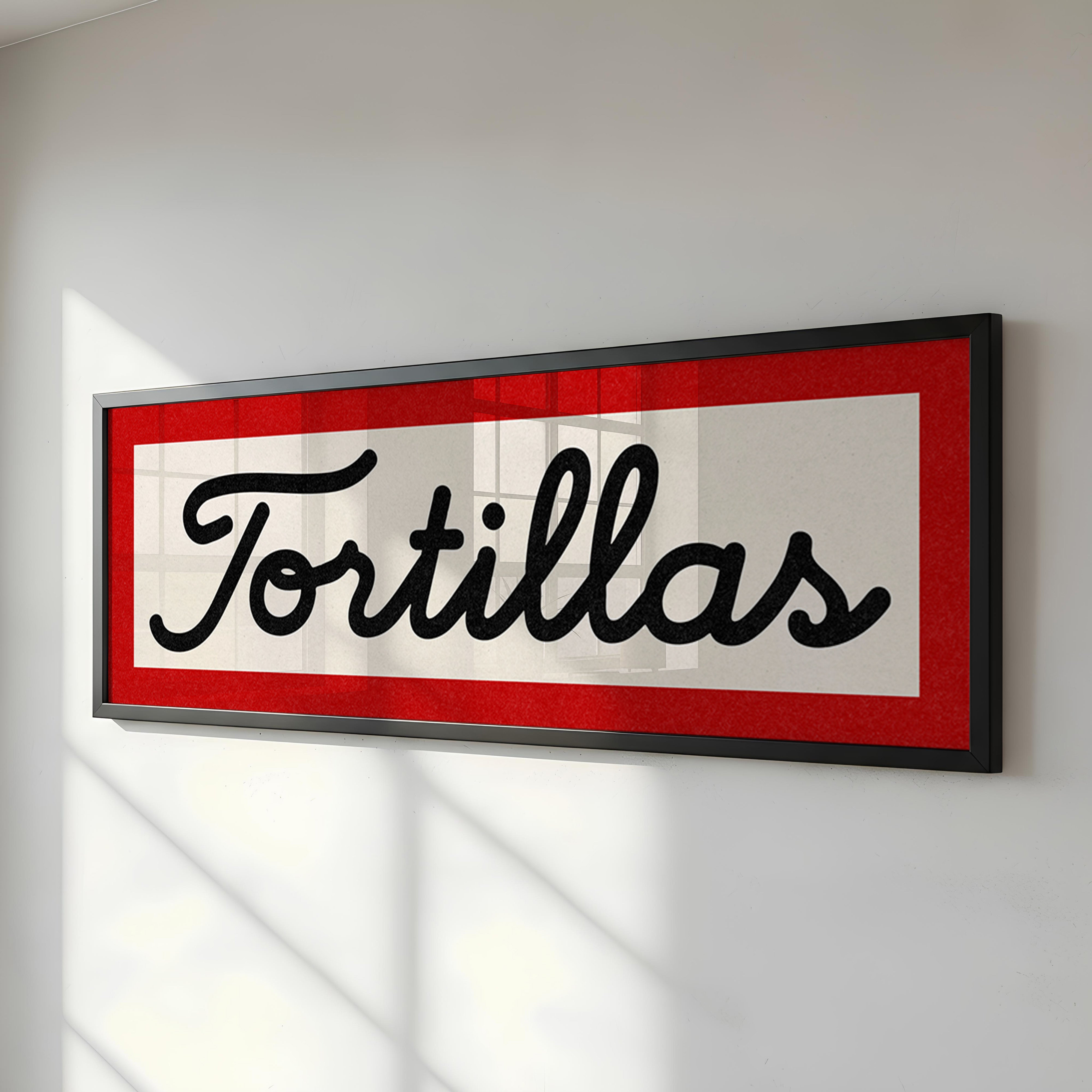 Framed Tortillas Black White Red Art Print - Tejas Country Club