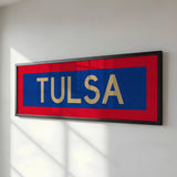 Framed Tulsa Red Blue and Gold Bus Scroll - Tejas Country Club