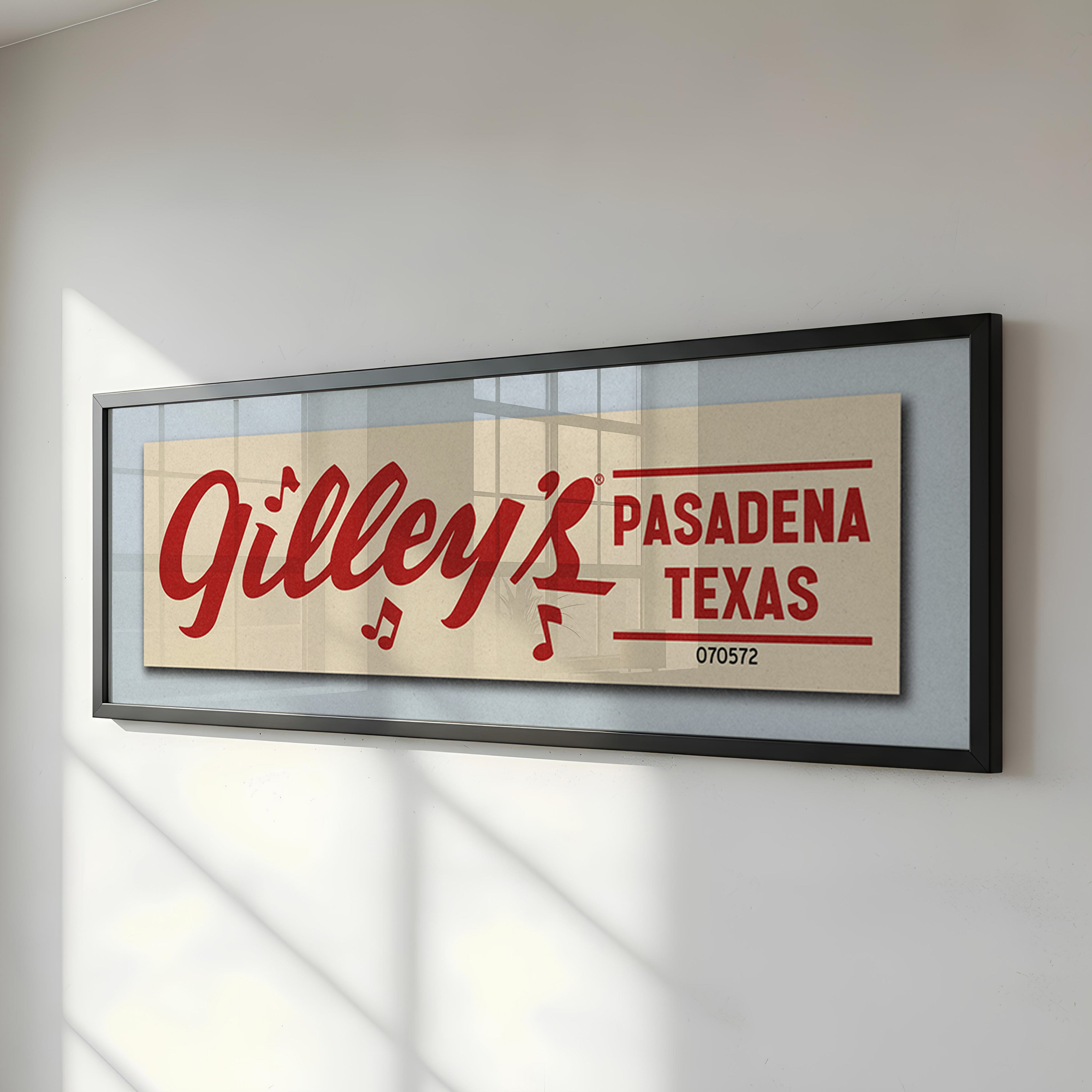 Framed Vintage Gilley's Bumper Sticker Art Print - Tejas Country Club