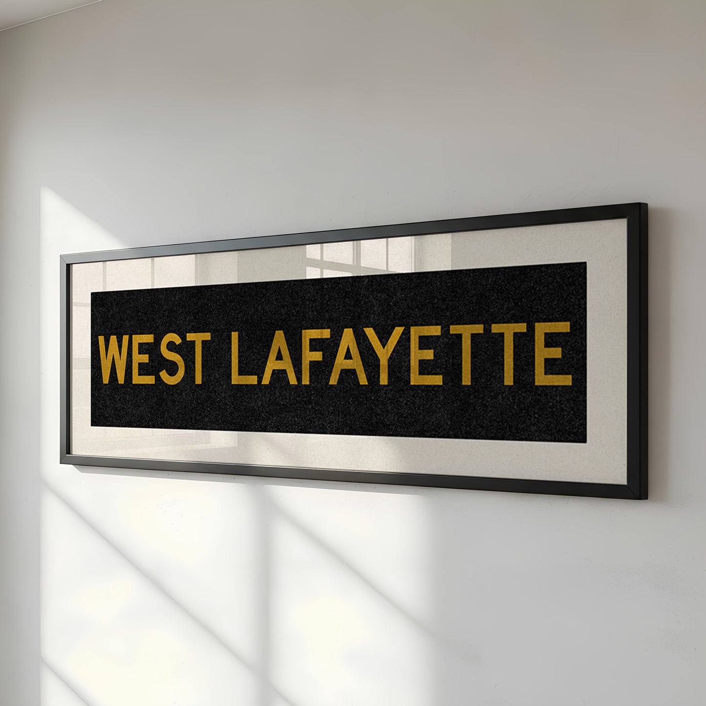 Framed West Lafayette Black and Gold Bus Scroll