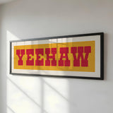 Framed YEEHAW Sign Gold & Red Art Print - Tejas Country Club