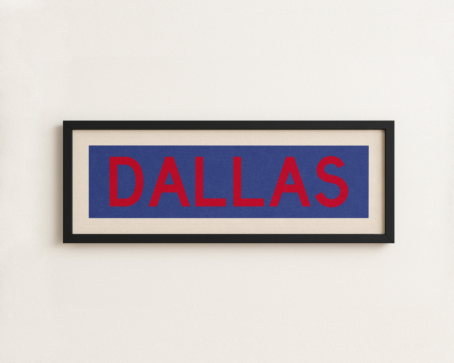 Framed Dallas Blue and Red Bus Scroll