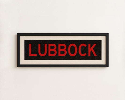 Framed Lubbock Red and Black Bus Scroll