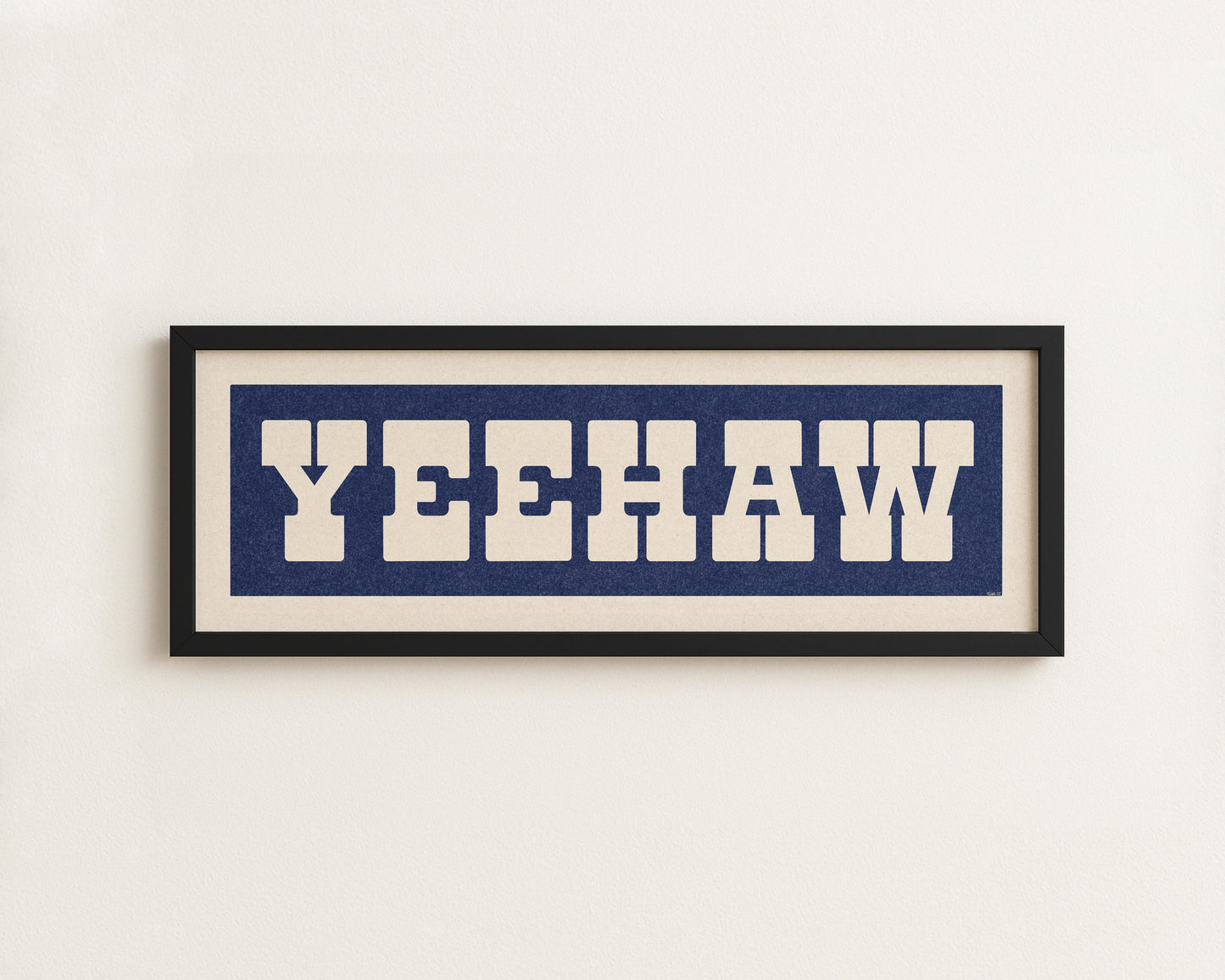 Framed YEEHAW Sign Blue & White Art Print