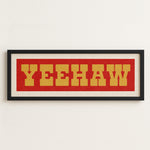 Framed YEEHAW Sign Red & Gold Art Print - Tejas Country Club