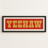 Framed YEEHAW Sign Red & Gold Art Print - Tejas Country Club