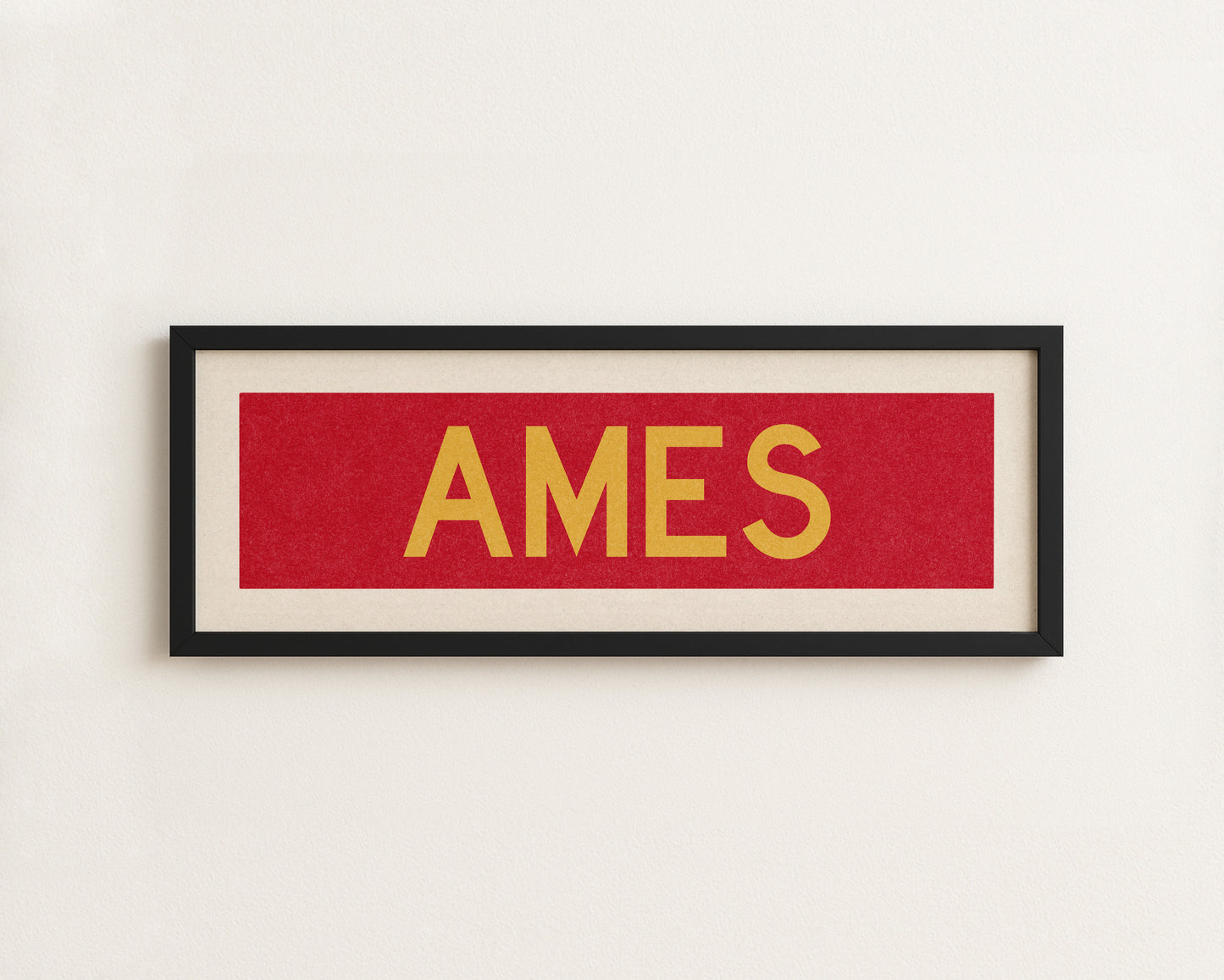 Framed Ames Red and Gold Bus Scroll