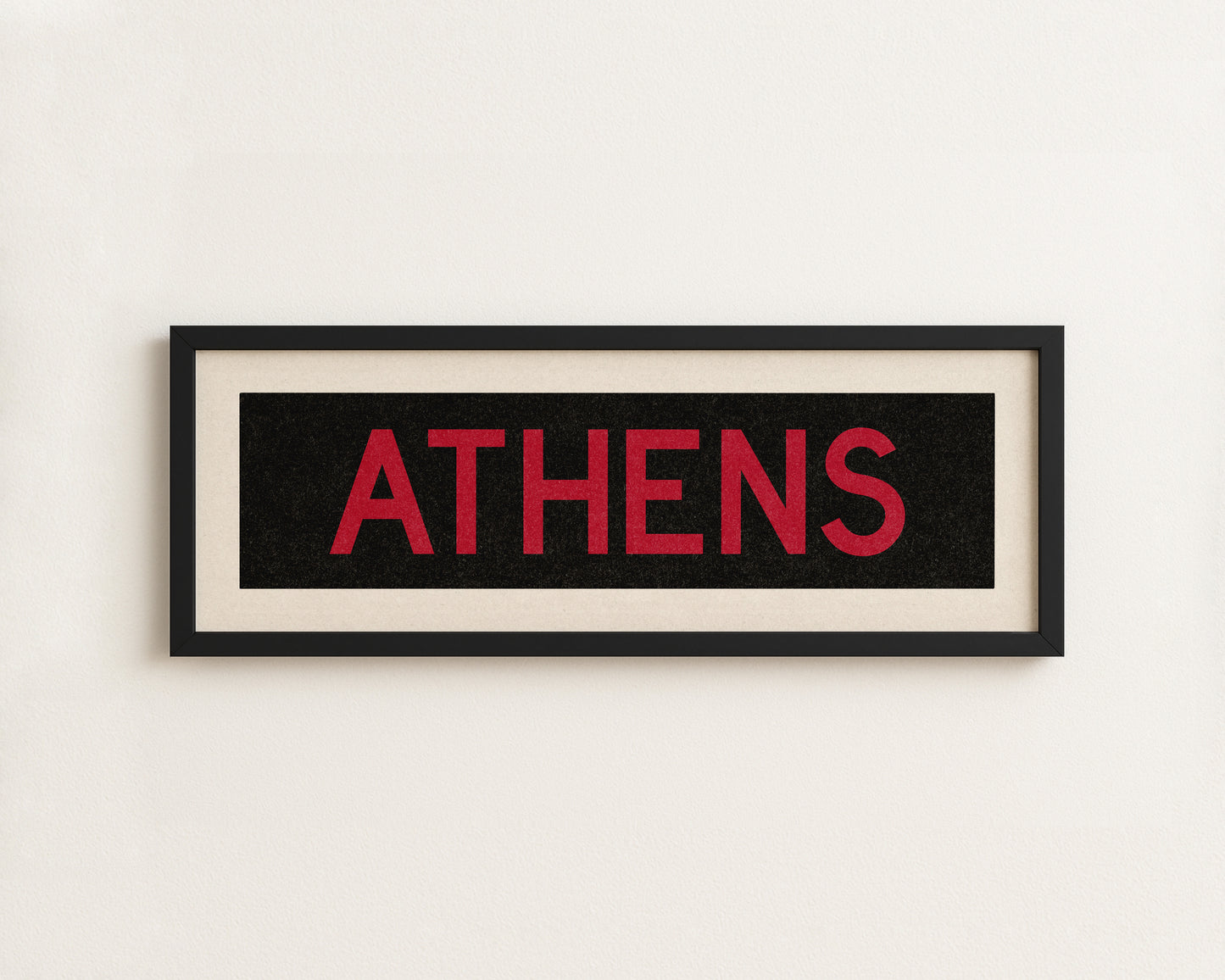 Framed Athens Red and Black Bus Scroll