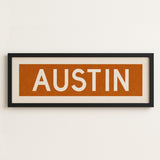 Framed Austin Orange Bus Scroll - Tejas Country Club