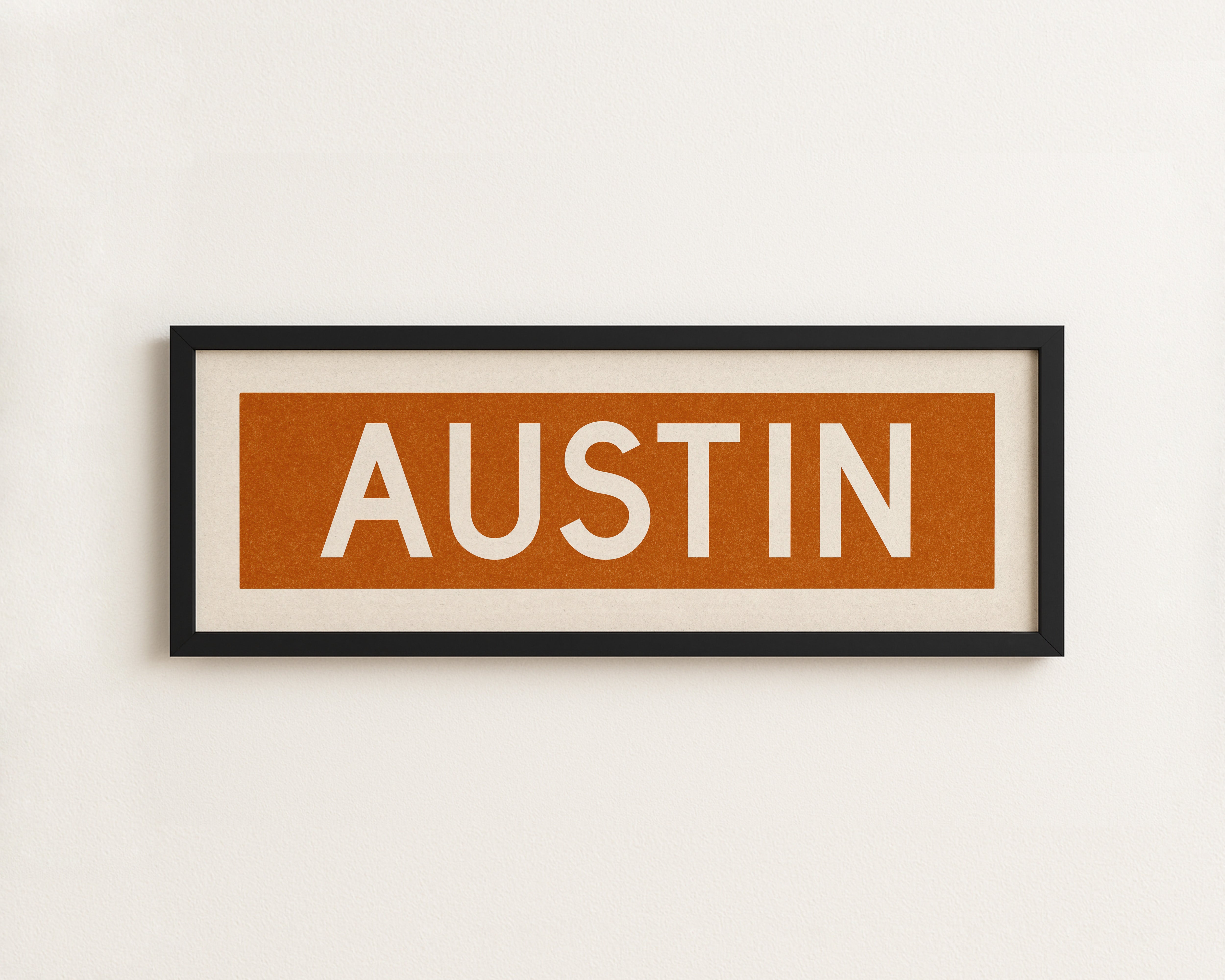 Framed Austin Orange Bus Scroll - Tejas Country Club