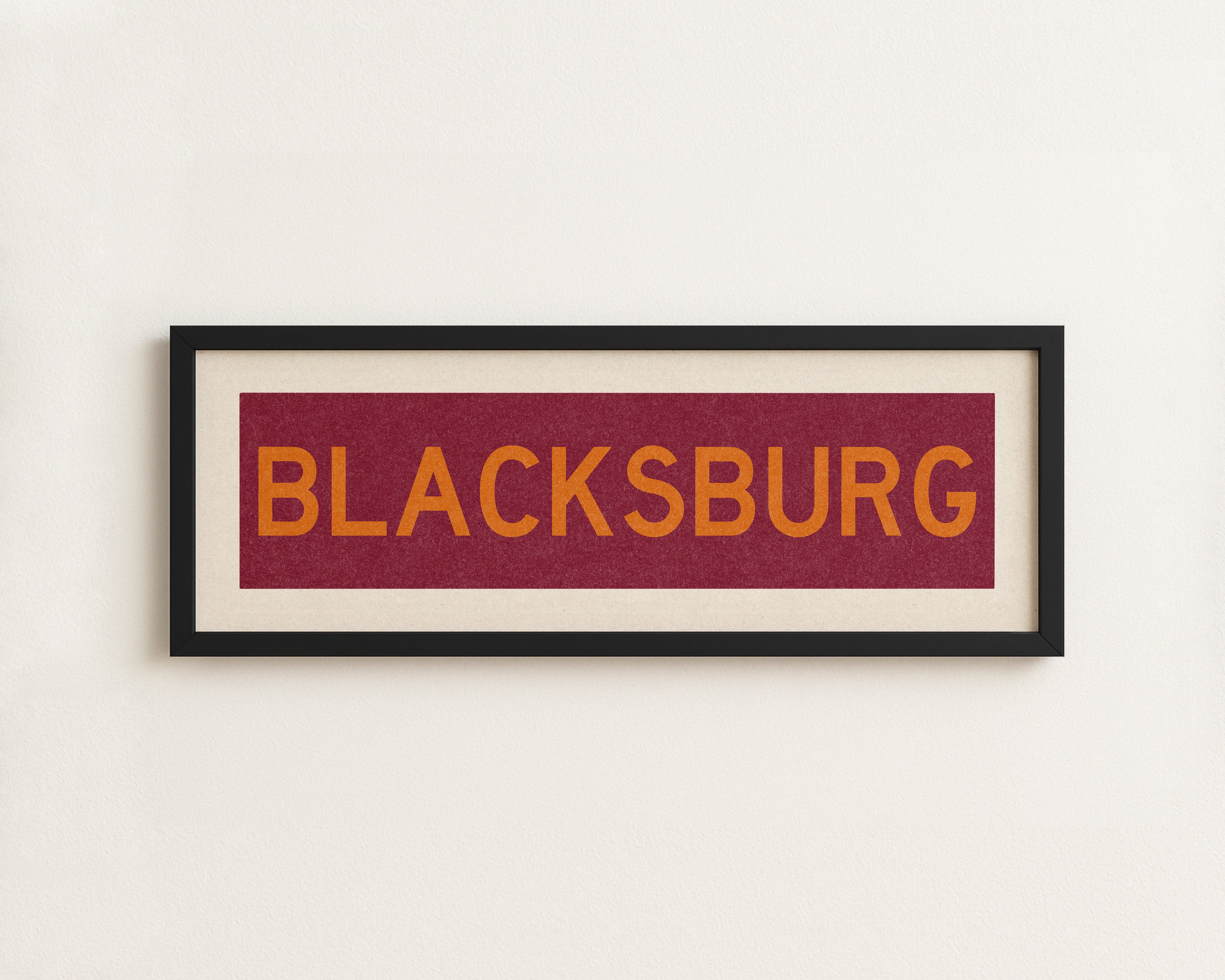 Framed Blacksburg Maroon Bus Scroll - Tejas Country Club