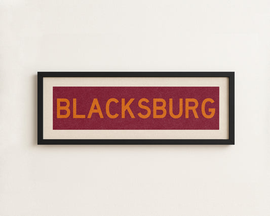 Framed Blacksburg Maroon Bus Scroll