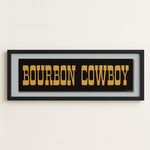 Framed Bourbon Cowboy Black Vintage Bumper Sticker Art Print - Tejas Country Club