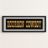 Framed Bourbon Cowboy Black Vintage Bumper Sticker Art Print - Tejas Country Club