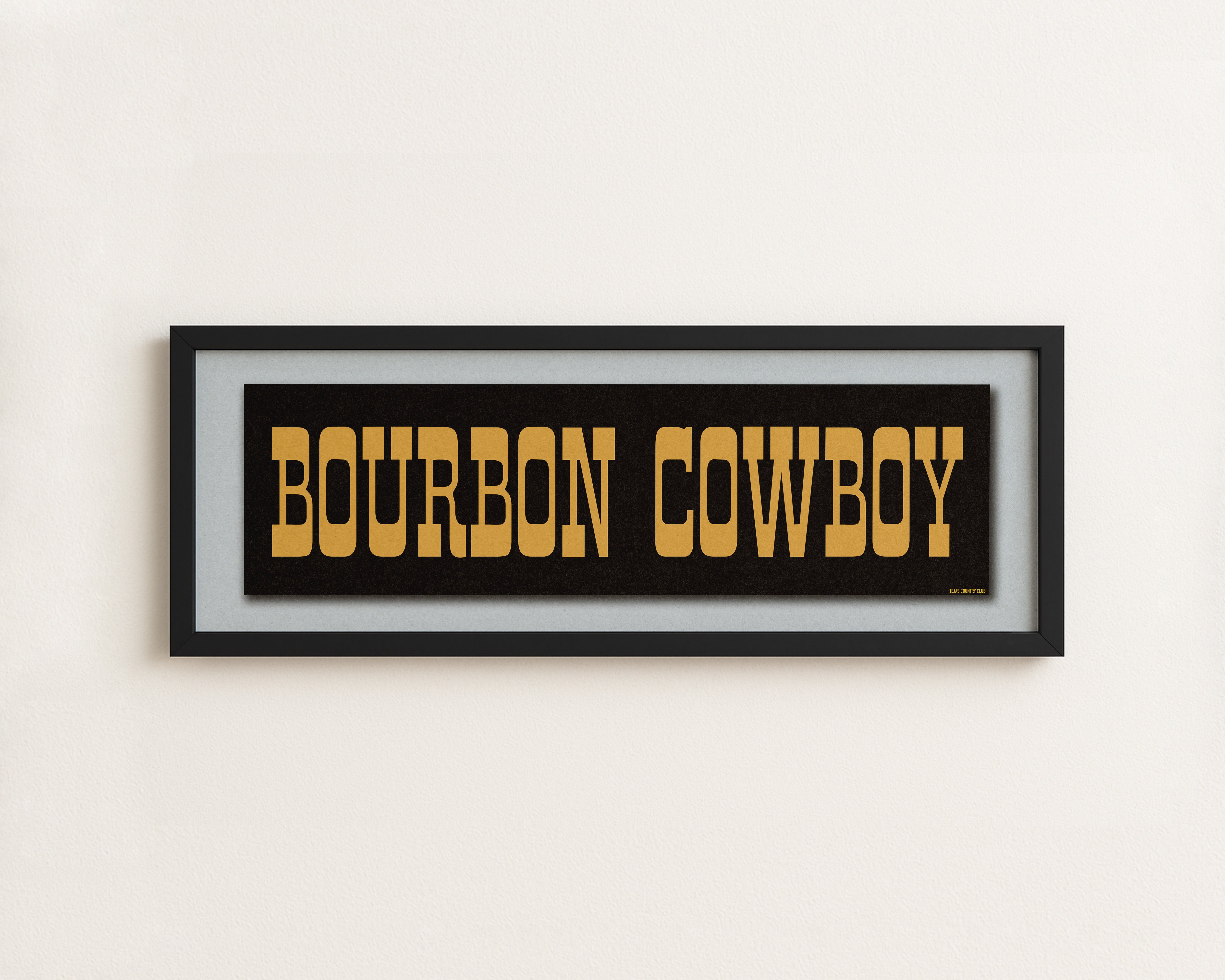 Framed Bourbon Cowboy Black Vintage Bumper Sticker Art Print - Tejas Country Club