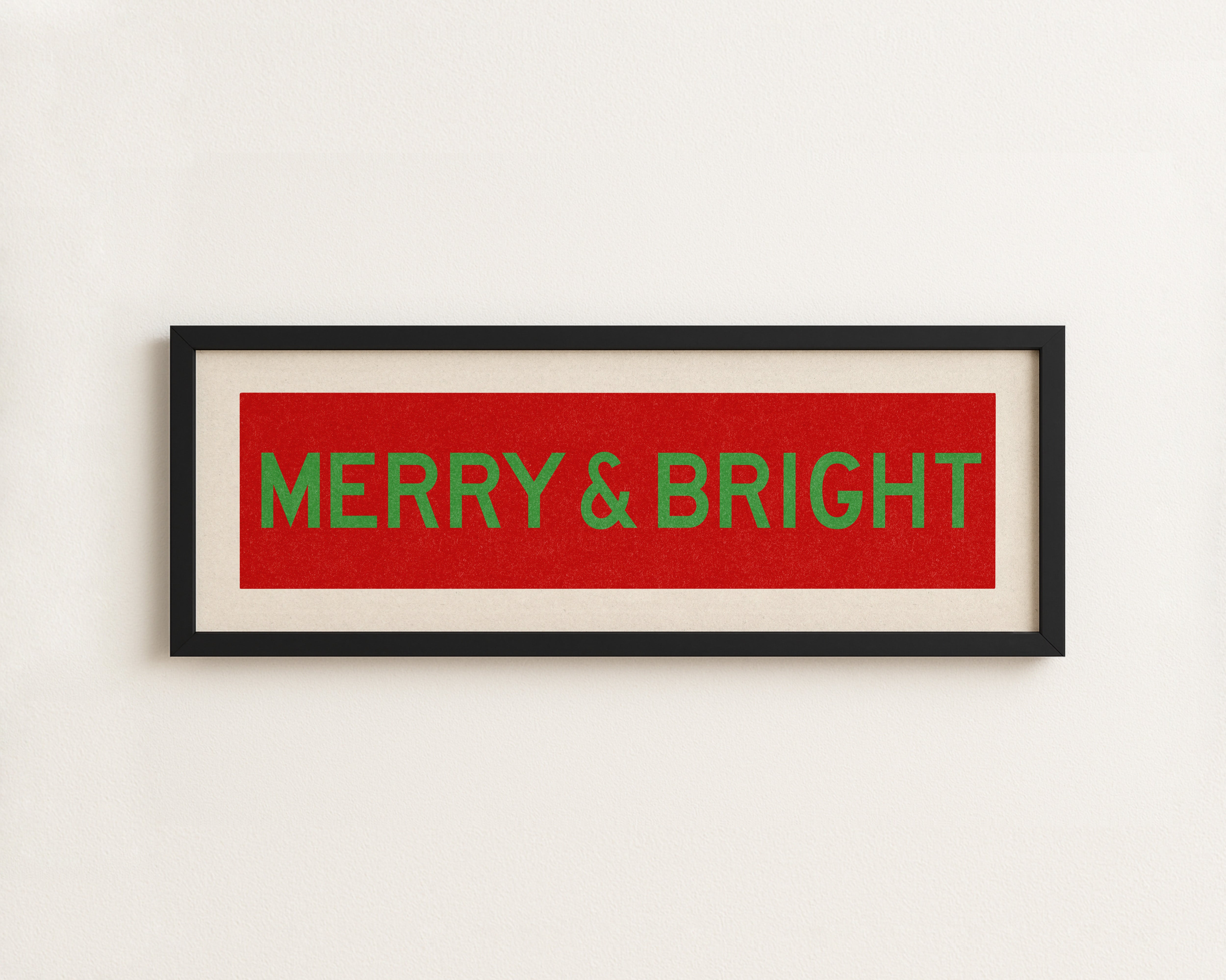Framed Merry & Bright Red Green Christmas Art Print - Tejas Country Club