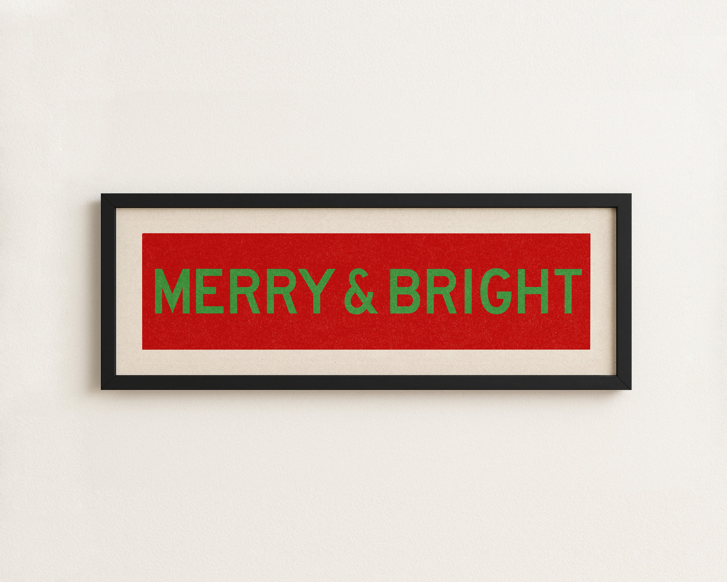 Framed Merry & Bright Red Green Christmas Art Print