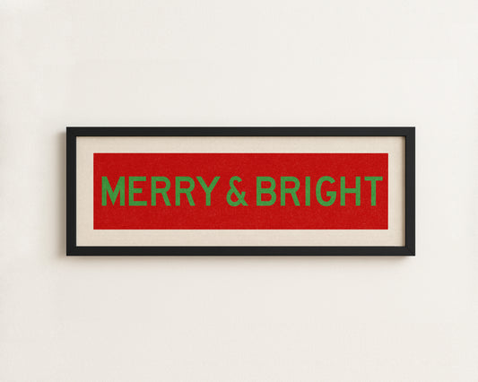 Framed Merry & Bright Red Green Christmas Art Print