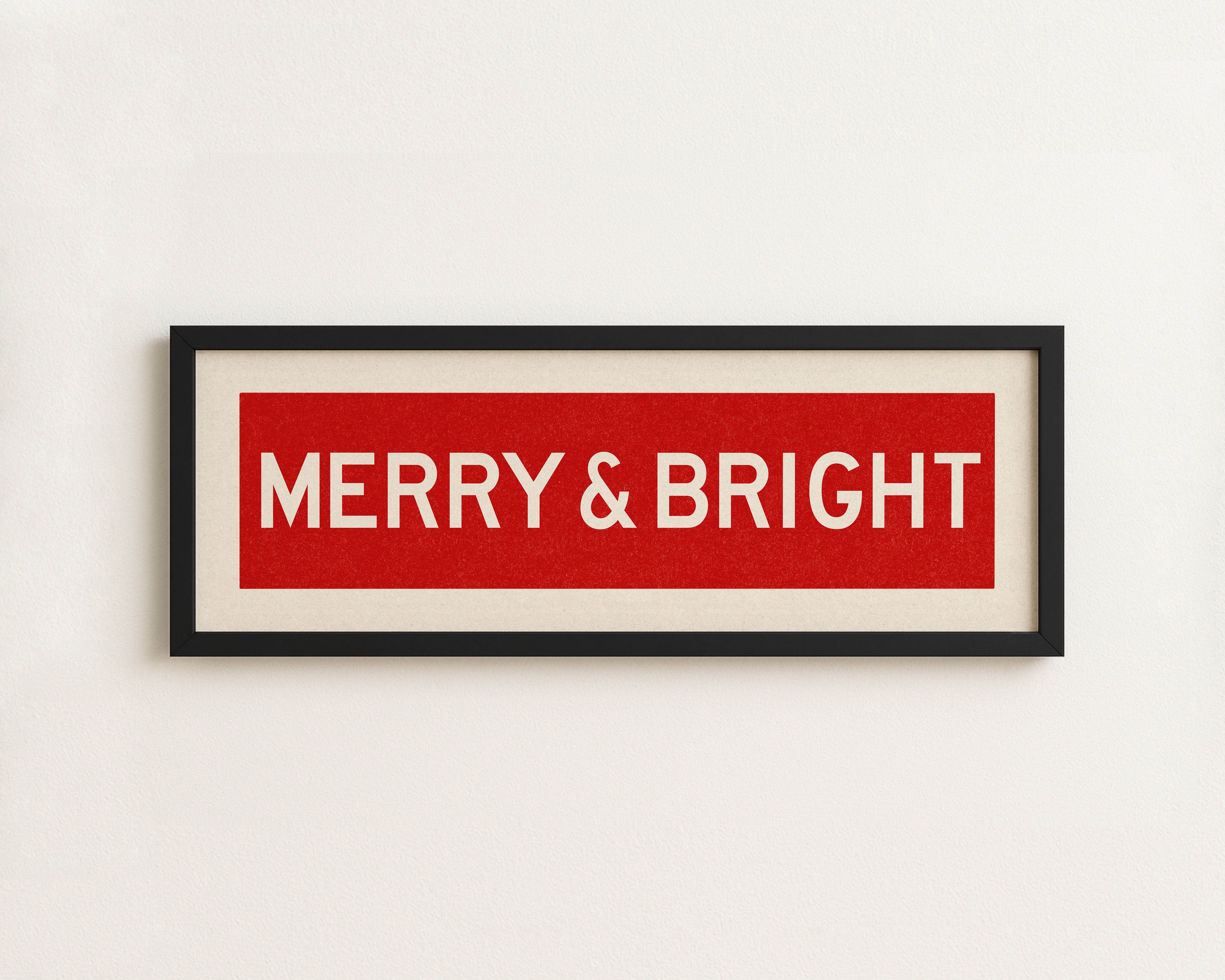 Framed Merry & Bright Red Christmas Art Print - Tejas Country Club