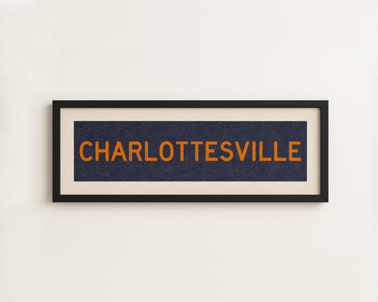 Framed Charlottesville Blue Bus Scroll