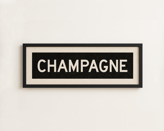 Framed Champagne Bus Scroll Sign