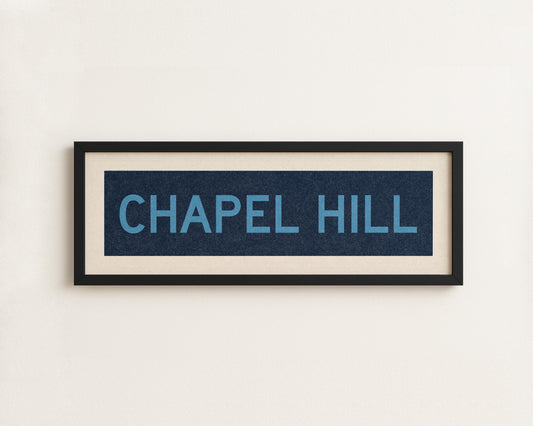 Framed Chapel Hill Blue Bus Scroll