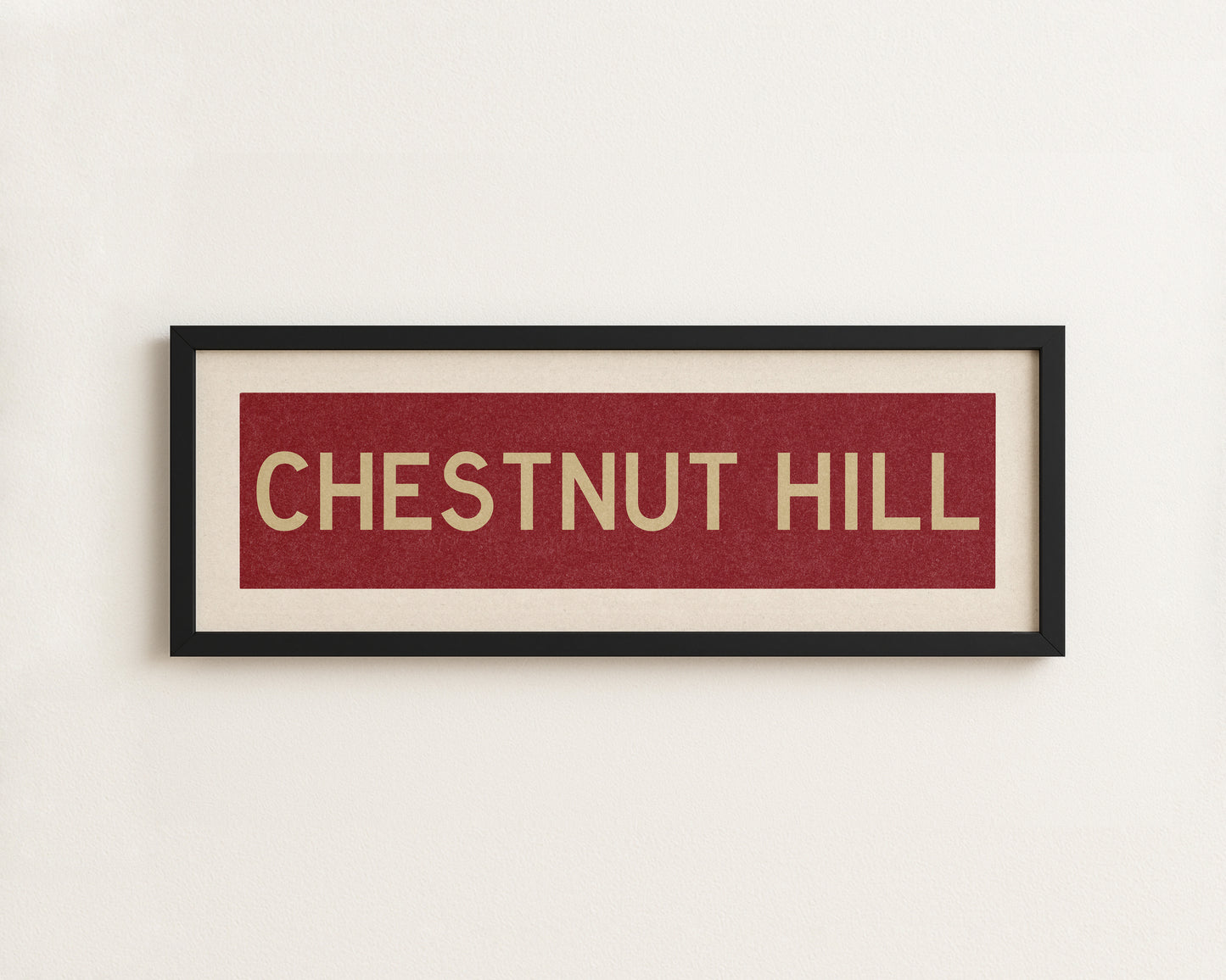Framed Chestnut Hill Cardinal and Gold Bus Scroll