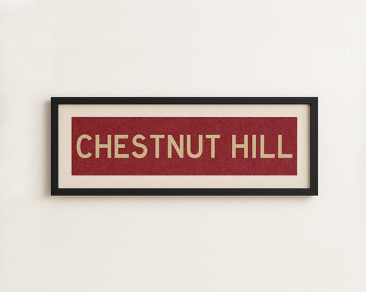 Framed Chestnut Hill Cardinal and Gold Bus Scroll